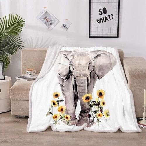 LOVINSUNSHINE Fleece Blanket Winter Flannel Thick Soft Warm Bedding Sheet Cozy Blankets 3D Printed Elephant Bedspread EE99