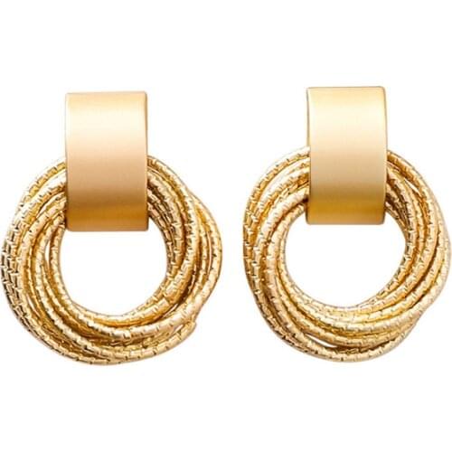 Fashion Gold Color Metal Knot Twist Geometric Earrings For Women Statement Jewelry Accessories Fashion Women Earrings 2021