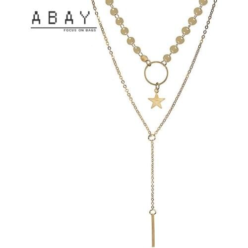 Fashion Star Tassel Clavicle Chain Woman 2020 New Sexy Simple Versatile Retro Temperament Handmade Sequin Double Women Necklace