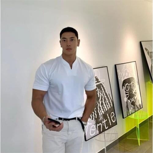 2020 New Arrived V neck short sleeve men t shirt Slim Fit t-shirt men Skinny casual summer tshirt camisetas hombre M-3XL