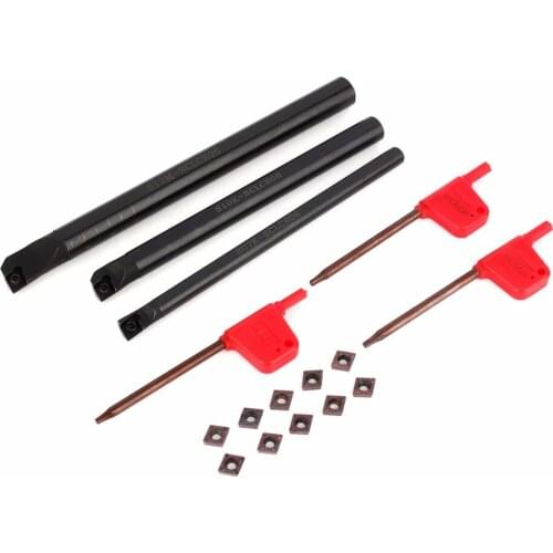 New Arrival 3pcs SCLCR Lathe Boring Internal Turning Bar Holder Turning Tool + 10 Pcs CCMT0602 Insert