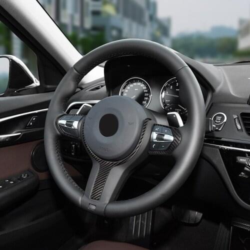 Black Dry carbon fiber Steering wheel trim cover Car interior Auto Parts For BMW F20 F30 F34 F10 X1 X2 M2