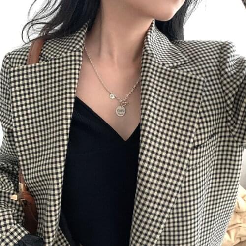 S925 Sterling Silver Necklace for Women Korea Simple Paris Letter Necklace Ot Buckle Jewelry Wholesale