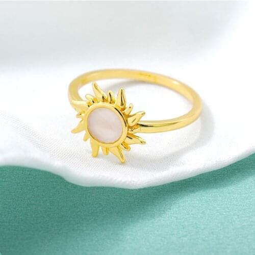 Popular Crystal Sun Flower Rings For Women Geometry Round Flame Finger Ring Boho Vintage Jewelry Gifts Bague femme Anillo mujer