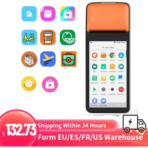 Aibecy Handheld PDA Terminal POS Receipt Printer 58mm Android 7.1 Portable 1D 2D Barcode Scanner with 5.0 In Touchscreen Camera