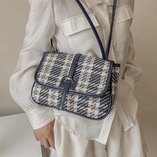 Casual Small Women Crossbody Bags Square Woolen Cloth Messenger Bag Female Trending Flap Handbags Designer Tote Shoulder Bag Sac