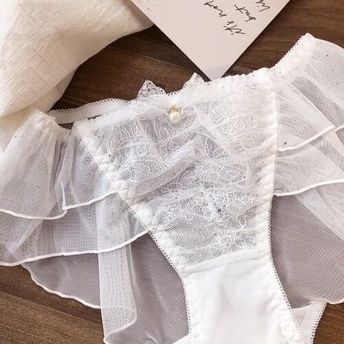 Transparent lace underwear mesh gauze sexy sweet seamless cute panty comfortable low-waist briefs girly panties