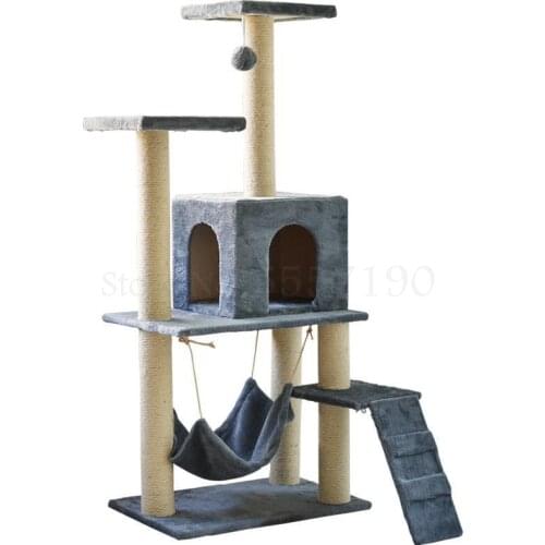 Cat climbing frame cat nest cat tree one cat toy hemp rope cat grab board diving platform small cat supplies villa cat shelf