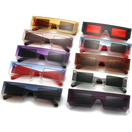 Vintage Rimless Gradient Lens Eyewear Fashion Square One Piece Sunglasses Women Men Shades UV400 Colorful Sun Glasses