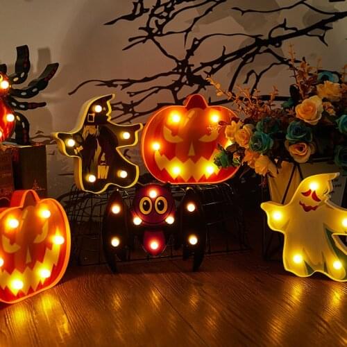 Horror Halloween Pumpkin Decoration Ghost Bat Spider LED Night Light Holiday Bar Home Party Decoration Props Halloween Ornaments