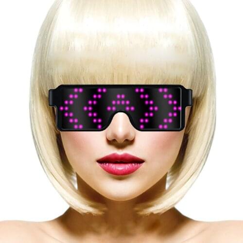 Magic Bluetooth Led Party Glasses APP Control Shield Luminous Glasses USB Charge DIY App Control Multi-lingual Quick Flash Led 3