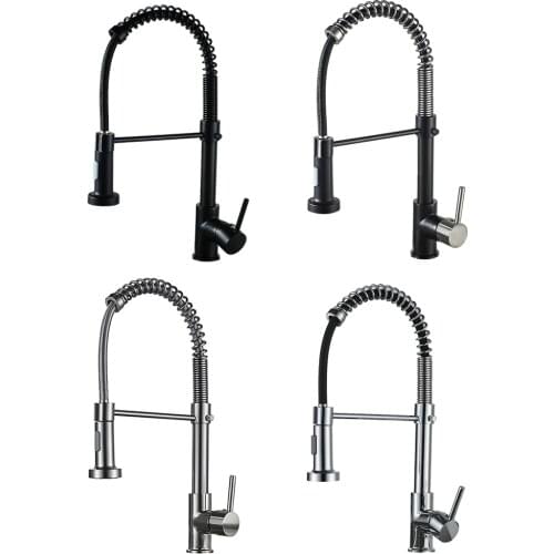 360 Degree Rotation Hot Cold Water Mixer Tap Flexible Faucet Kitchen Sink Deck Mounted Stream Sprayer Nozzle Spouts Pull Down