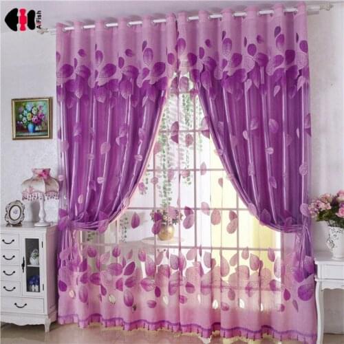 Leaves Jacquard Sheer Curtains for Bedroom Kids Room Countryside Style Luxurious Decoration Drape Voile Sliding Door Panel