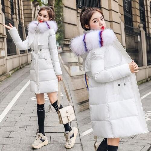 2021 Winter Down Jacket Women Slim-fit waist fur collar Pure Down Warm Female Coat Female Outwear Long Sleeve coat W846