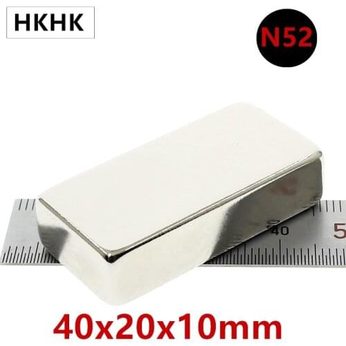 1/5P N52 40x20x10 mm Super Strong Sheet Rare Earth Magnet Thickness 10mm Block Rectangular Neodymium Magnets 40mm x 20mm x 10mm