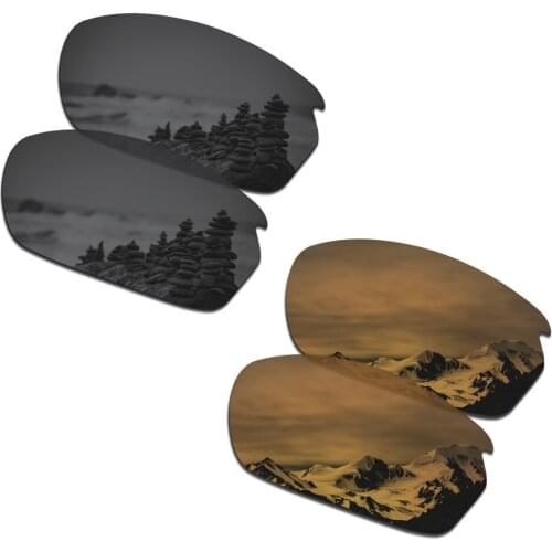 SmartVLT 2 Pairs Polarized Sunglasses Replacement Lenses for Oakley Carbon Shift Stealth Black and Bronze Gold