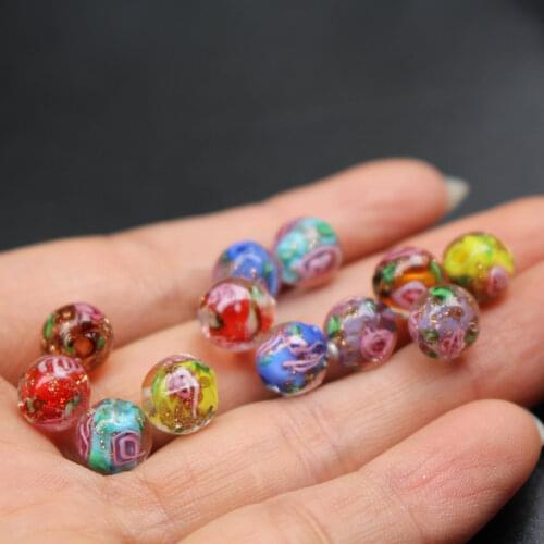 30Pieces/Lot 8mm 10mm Lampwork Glass Beads Flower Multi-Color for jewelry making DIY Accessoires Bracelet Necklace Making