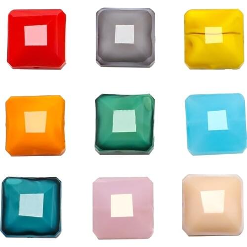 20Pcs Chinese Crystal Cube Beads Wholesale 14mm Glass Square Beads Faceted DIY Beads Flat Crafts Materials Jewelry Supplier