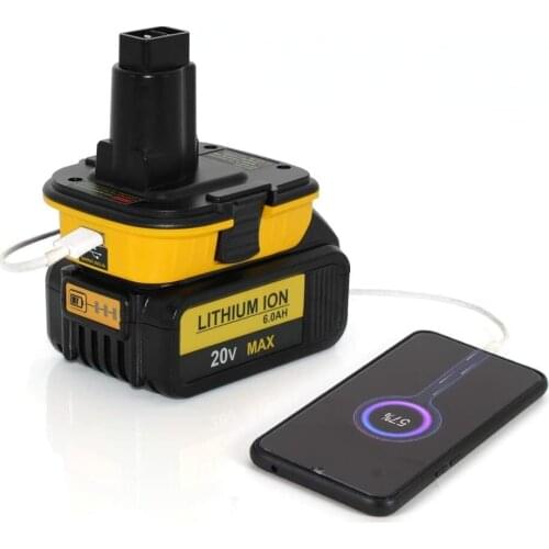 20V Battery Adapter DCA1820 for Dewalt 18V Tools Convert Dewalt 20V Lithium Battery for DC9096 DE9098 DE9096 with USB