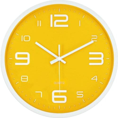 Large Digital Wall Clock Silent Nordic Creative Yellow Modern Home Simple Wall Clock