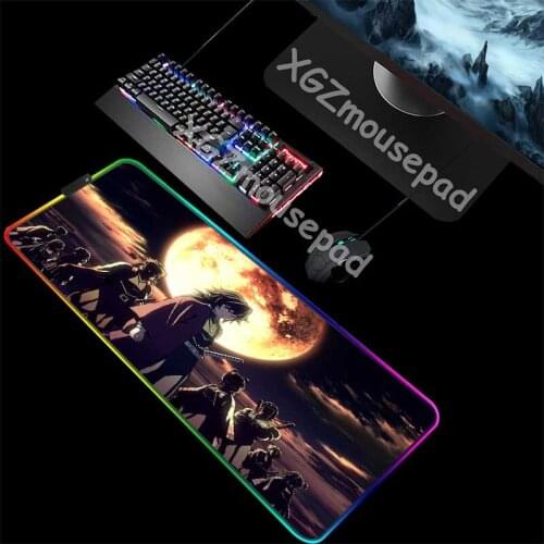 XGZ Anime Rengoku Kyoujurou Custom Large RGB Mouse Pad Black Lock Edge Computer Desk Mat Rubber Non-slip 900x400 / 800x300 Xxl