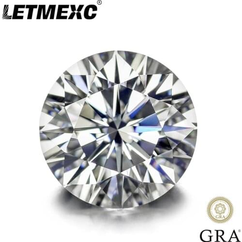 Letmexc Moissanite Diamond Gemstones DE Color VVS1 Excellet Round Cut for Jewelry Ring Making with GRA Ceritficate