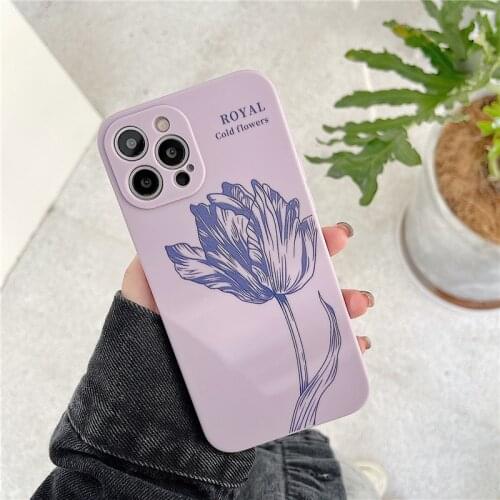 Retro French artist romantic Flower art Phone Case For iPhone 11 12 Pro Max Xs Max XR Xs 7 8 Plus X 7Plus case Cute Soft Cover