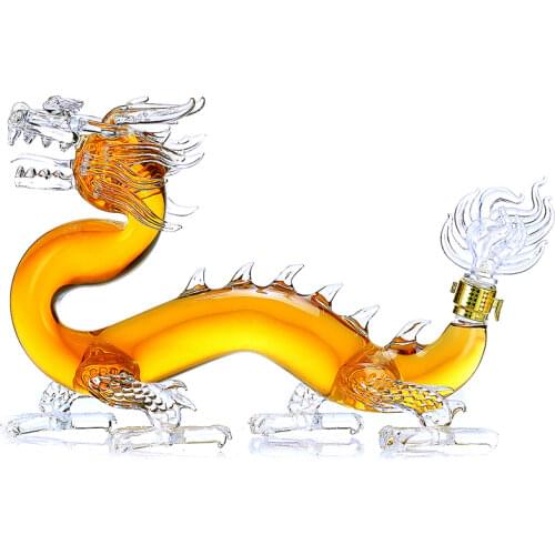 Amazing Cool Dragon shaped lead-free home whiskey decanter top quality dragon wine decanter for Liquor Scotch Bourbon 1201-03