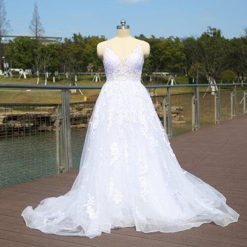 Illusion Ball Gowns Spaghetti Straps Real Picture Bridal Dress For Wedding Dresses 2021 Marriage Appliques Vestido De Noiva