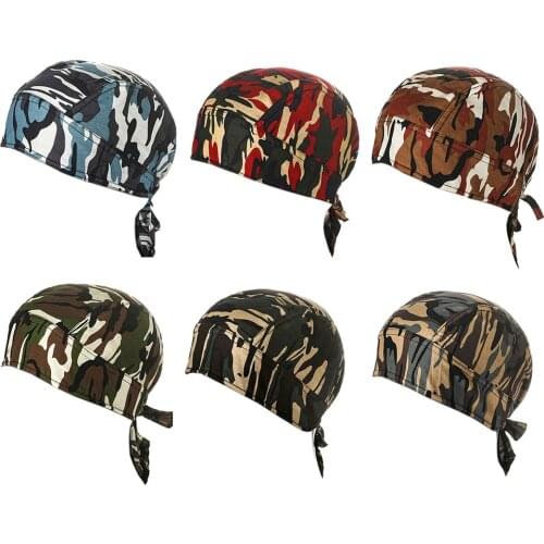 Camouflage Cotton Pirate Hat Hip Hop Durag Long Tail Bicycle Mens Cap Military hats