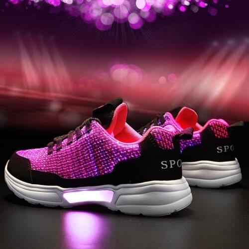 Size 26-46 Summer Led Fiber Optic Shoes for Girls Boys Men Women USB Recharge Glowing Sneakers Man Light Up Shoes Sports Shoes