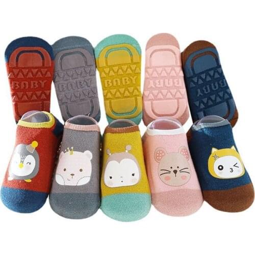 0-5Y Spring and summer new childrens socks glue non-slip baby floor toddler socks cartoon home children short tube socks