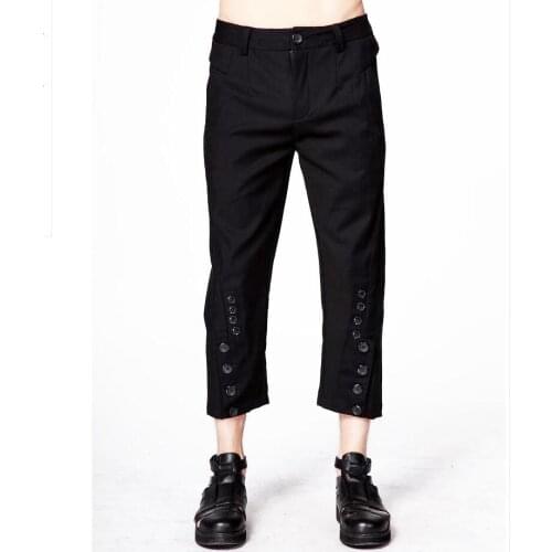 27-44 Hot 2020 Spring New Men Non-mainstream Hairstylist Harem Pants Tide Male Hairstylist Nightclub Button Nine Pants Costumes