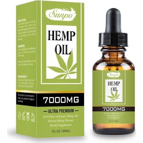 30ml Organic Essential Oil Hemp Seed Oil 7000MG Herbal Drops Body Relieve Stress Oil Skin Care Help Sleep
