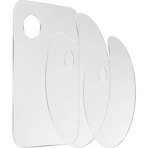 3Pcs Acrylic Paint Palette Clear Art Palette Paint Palette for DIY Craft Art Painting Plate