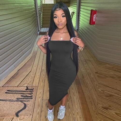 DSMTRC Sexy Dress Women Spaghetti Strap Dresses Female High Waist Sheath Club Dress Short Summer 2021 Midi Sleeveless Vestidos