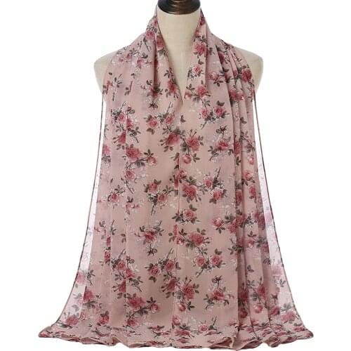 2021 New Arrival Plain Floral Printed Chiffon Hijabs Shawls Muslim Headscarf Large Size Head Wraps Turbans 1PC Retail 80 Colors