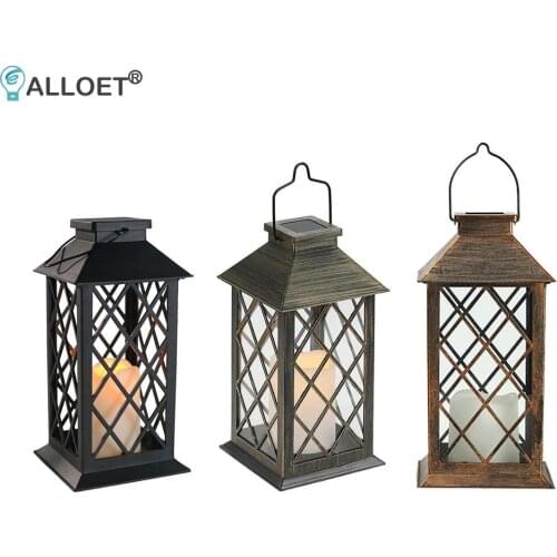 Retro Lantern Candle Twinkle Lamp LED Solar Light Waterproof Outdoor Garden Hanging Decoration Solar Powered Lamp