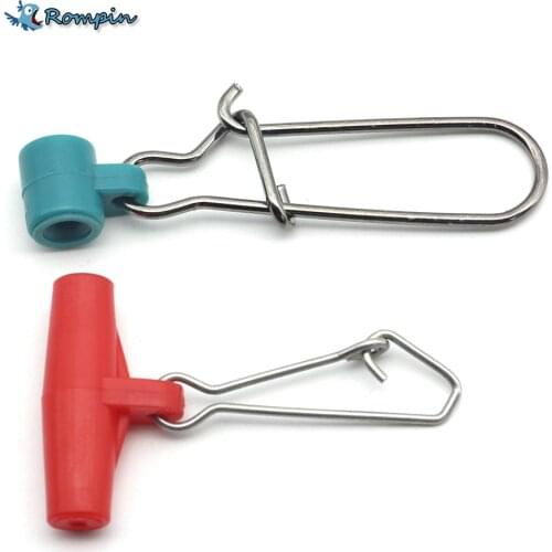 Rompin 10pcs Red Green Plastic Head Swivel With Nice Hooked Snap Fishing Sinker Slide Swivels For Braid Fishing Line Slider