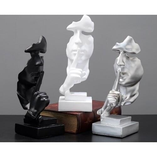 Creative Home Artwork Statue Silence Modern Art Resin Sculpture Resin Crafts Retro Ornaments Office Desktop Decoration Craft