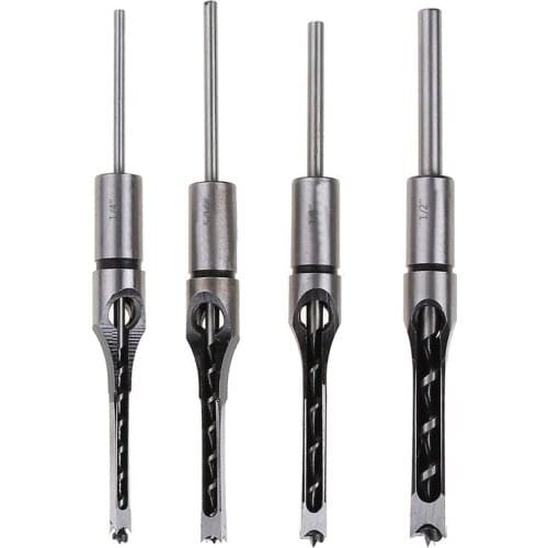 JUSTINLAU HSS Twist Drill Bits Woodworking Drill Tools Kit Set Square Auger Mortising Chisel Drill Set Square Hole Extended Saw