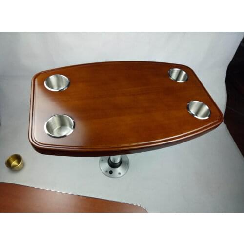 Varnished Oak Table Top 600*380mm With 4 Cup Holders Caravan RV Marine Boat