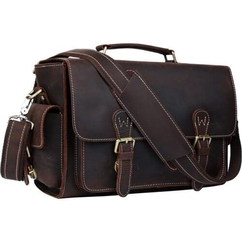Camera Bag Genuine Leather For Man Casual Business Vintage Large Travel Fashion Hand Shoulder Crossbody Bags