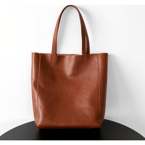 Women Bag Casual Tote Female Fashion Shoulder Handbag Lady Cowhide Genuine Leather Shoulder Shopping Bag