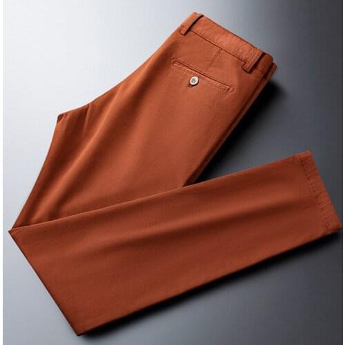 21N Dark brown casual pants mens small feet straight mens small trousers autumn and winter non-iron business pants trend