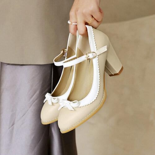 New Arrival Pumps Women Shoes Sweet Round Toe Spring Summer Platform Shoes Buckle High Heels Pumps Dress Shoes Woman