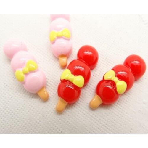 For Diy Decoration 2colors 20pcs 9*24mm Adorable Flat Back Cabochon Resin Icecream