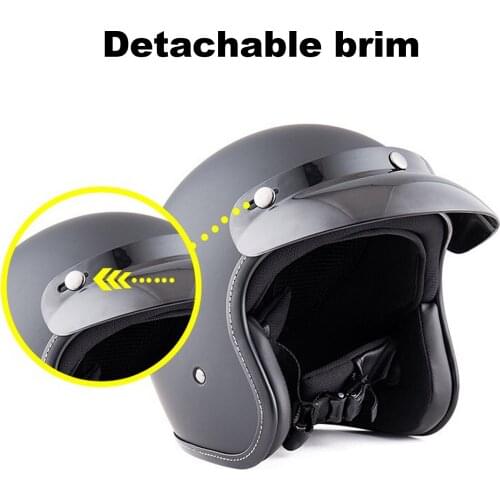 Vintage Unisex-adult Open Face Helmet Cruiser Motorcycles Rider Equipment Four Seasons with Removable Visor Motorcycle Helmet