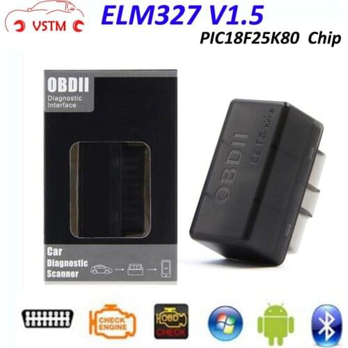 VSTM V1.5 ELM327 Bluetooth with PIC18F25K80 Chip Auto OBD 2 OBDII Diagnostic Scanner ELM 327 Android AT Full Command