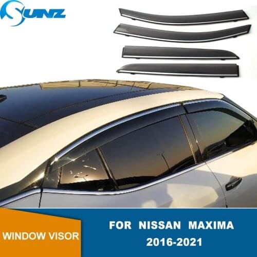 Side Window Visors For Nissan Maxima 2016 2017 2018 2019 2020 Smoke Hook Weathershields Sun Rain Deflectors Car Stylings SUNZ